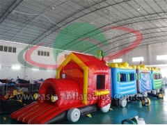 Cartoon Bouncer Inflatable Train Maze And Tunnel Games For Kids